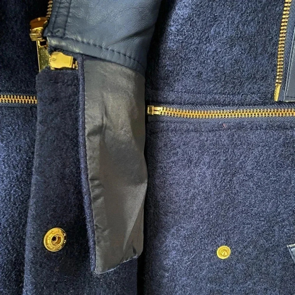 IMAN Women Platinum Rock The Runaway Transformer Wool Blend Navy Coat Size Small - Picture 11 of 15